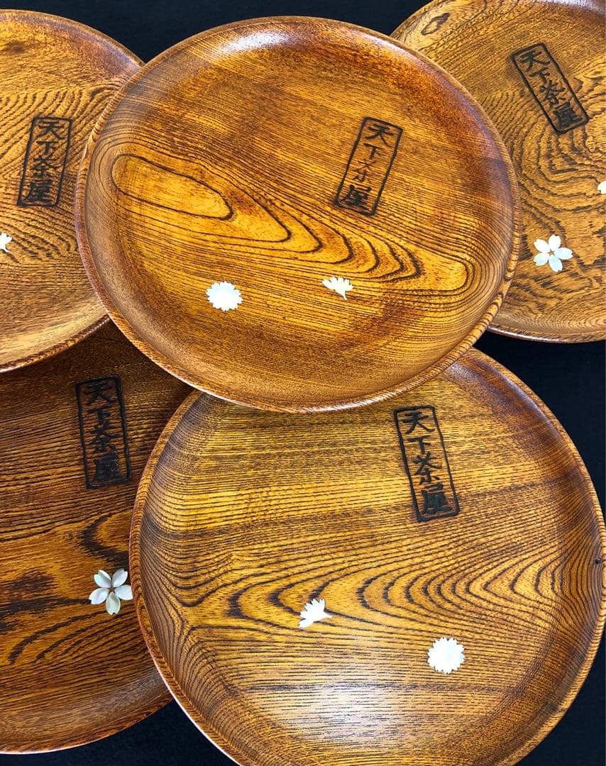 割引❗️《レ》青貝 丸盆5客 抱玉庵 大原貫学 天下茶屋 共箱 251027う1