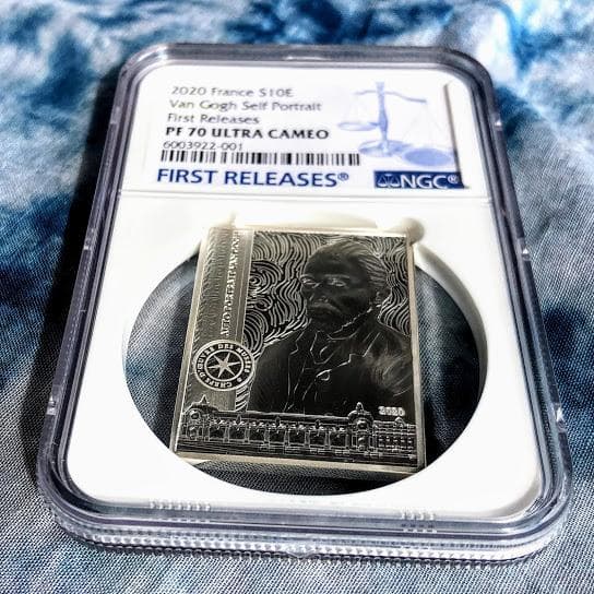 【希少】2020 フランス ゴッホ 記念 銀貨 PF70 UC COA付