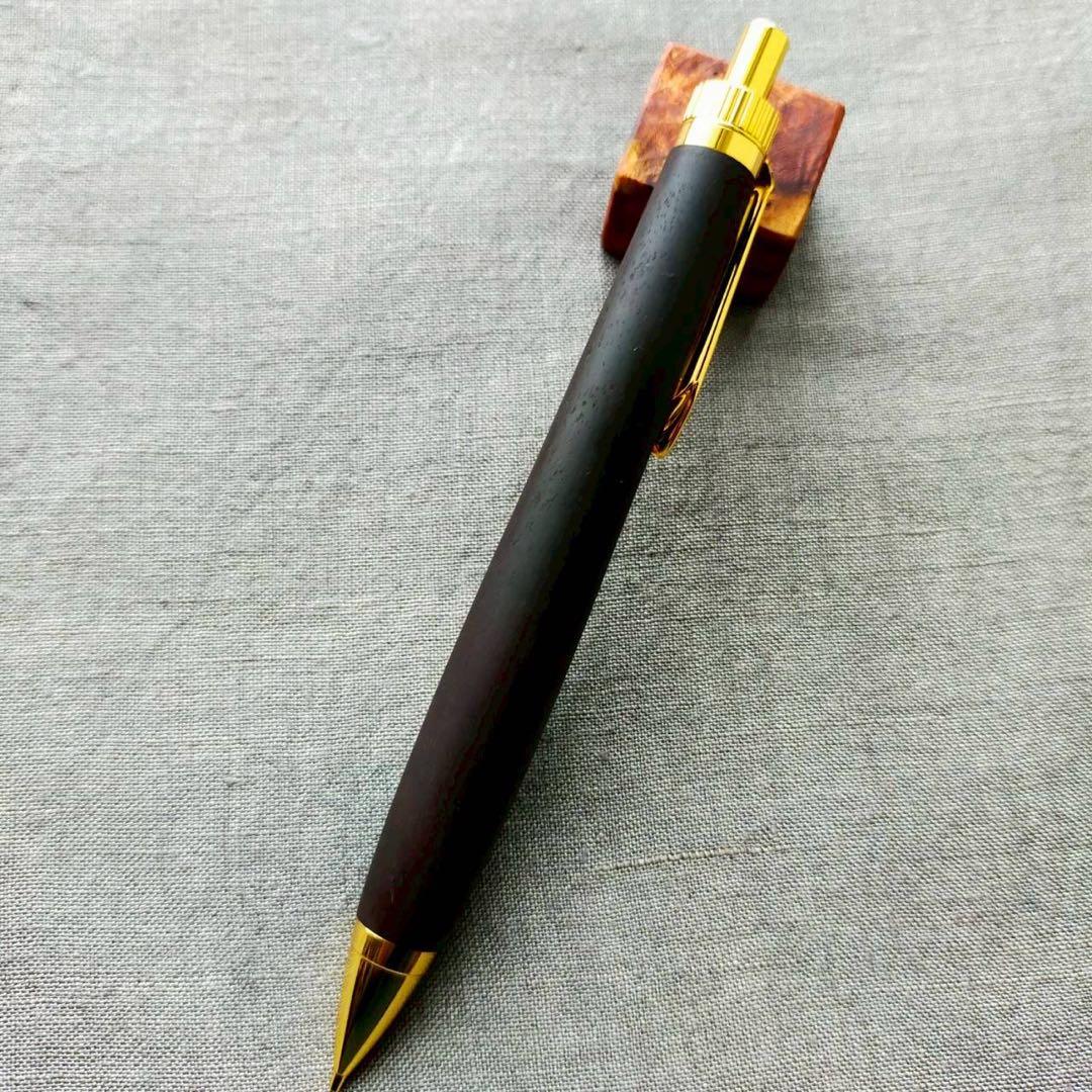 小笠原桑　ハンドメイド　木軸シャープペン　0.5mm　天然木　ゴールド
