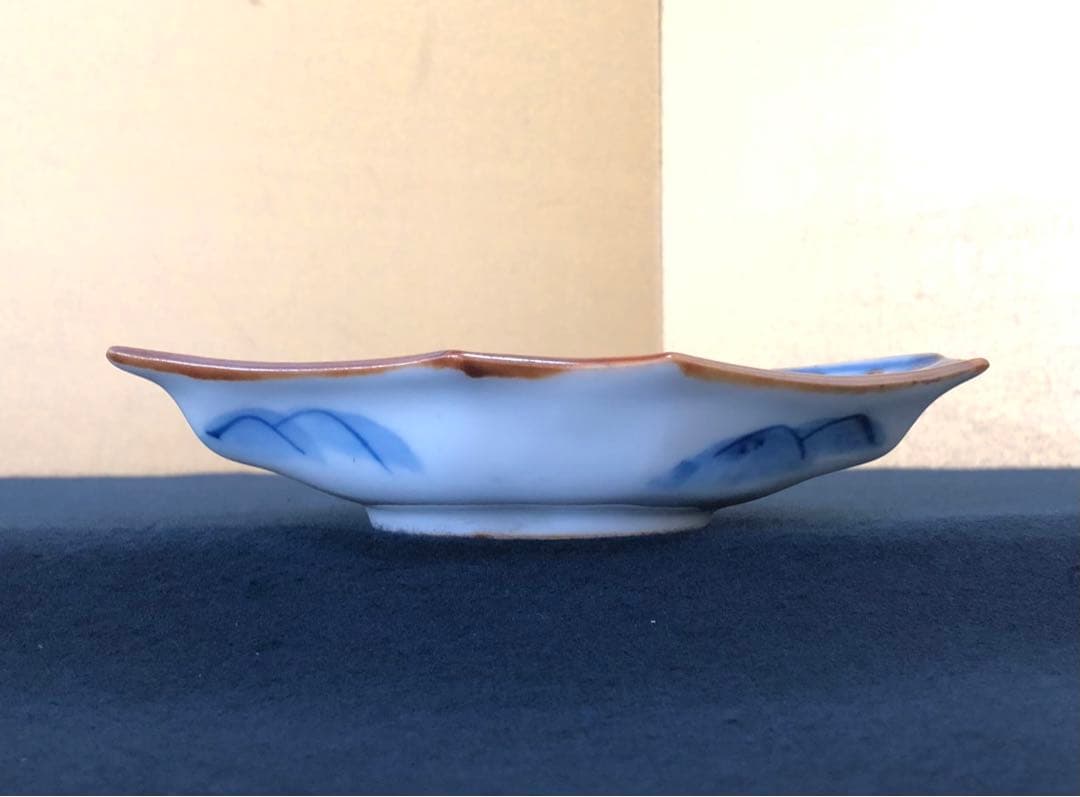《R》伊万里 染付金彩 山水図 菱形皿9客 変形皿250714E2