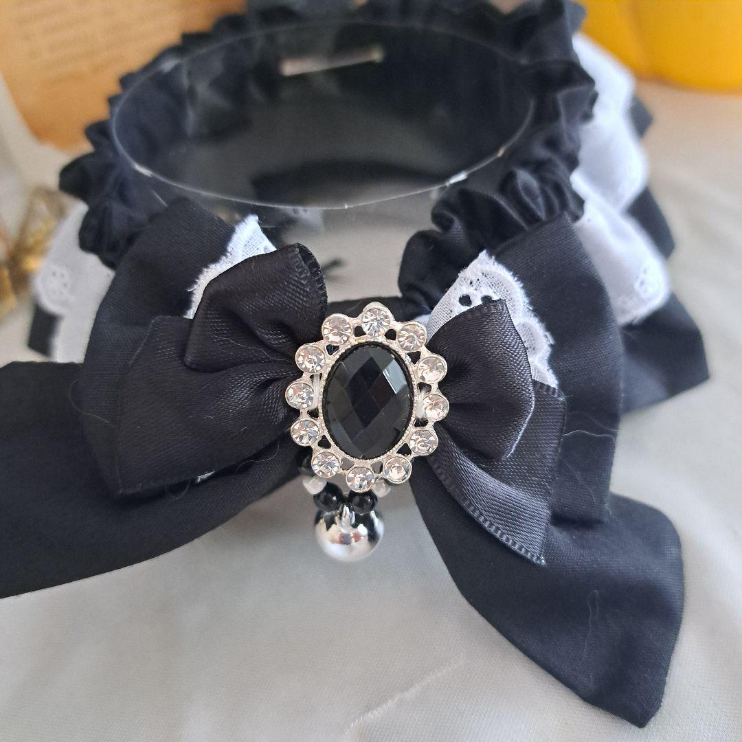 幅広シュシュ、ハロウィン(白レース)わんちゃん猫ちゃん様子