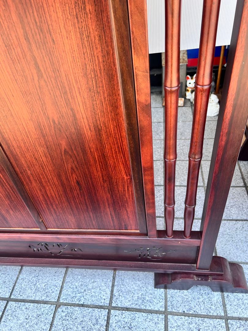 唐木 衝立 ついたて 透かし彫り インテリア アンティーク 目隠し 仕切り板