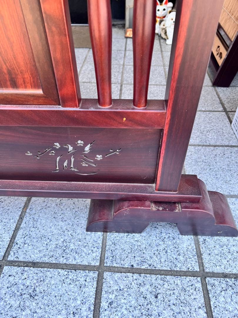 唐木 衝立 ついたて 透かし彫り インテリア アンティーク 目隠し 仕切り板