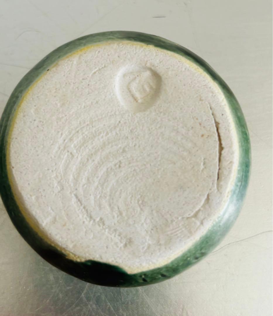 大吉　香合　総織部　京都　杉本立夫　 陶器 茶道具 円筒形　共箱付