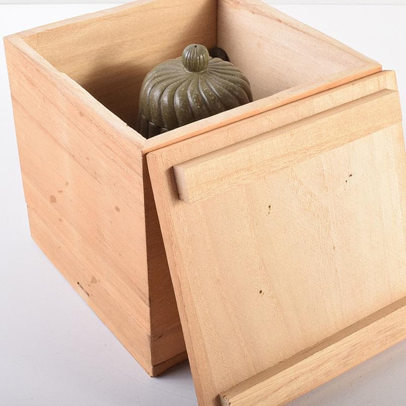 中国　顧景舟銘　紫砂　緑泥　急須　茶壷　合わせ箱　M　R7623