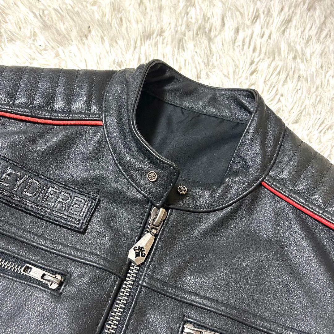 HARLEY DIEREI シングルライダースジャケット 本革　牛革　スカル刺繍