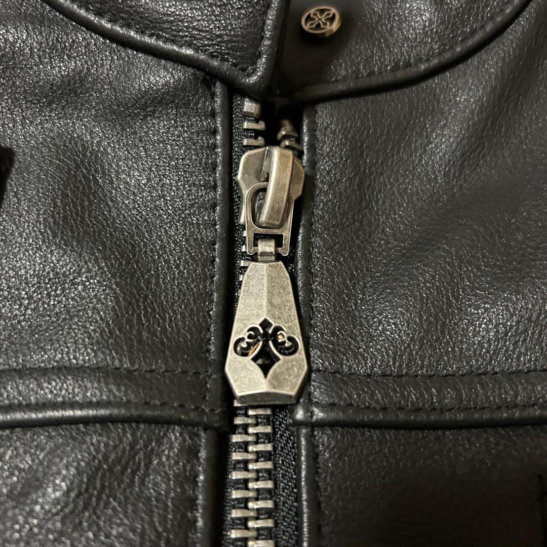 HARLEY DIEREI シングルライダースジャケット 本革　牛革　スカル刺繍
