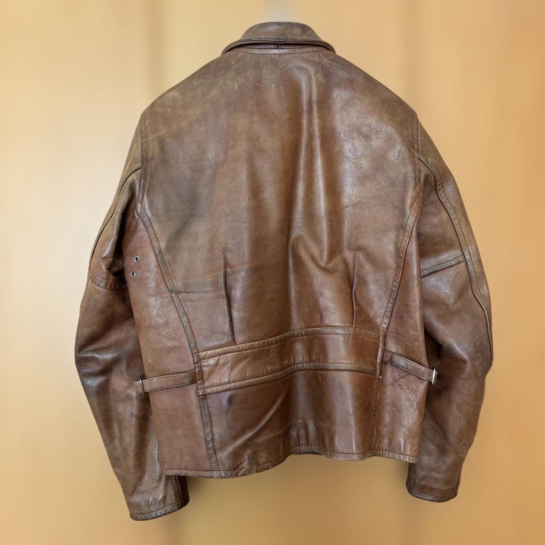 krystal98hh　ブラウンレザー シングルライダースジャケット