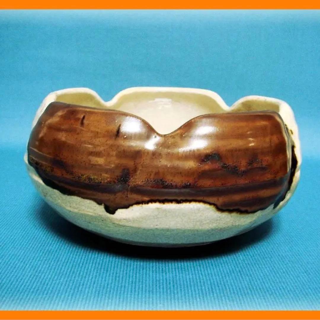 309『黒織部 松竹梅 菓子鉢』　/骨董品 古美術 古玩 アンティーク