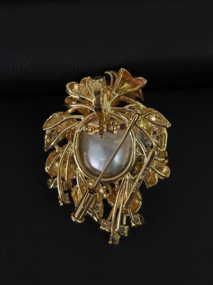 750 K18パールとダイヤモンドのブローチ2WAY