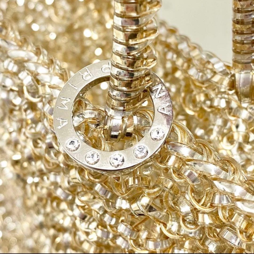 美品　アンテプリマ スクエア ミディアム シルバーゴールド