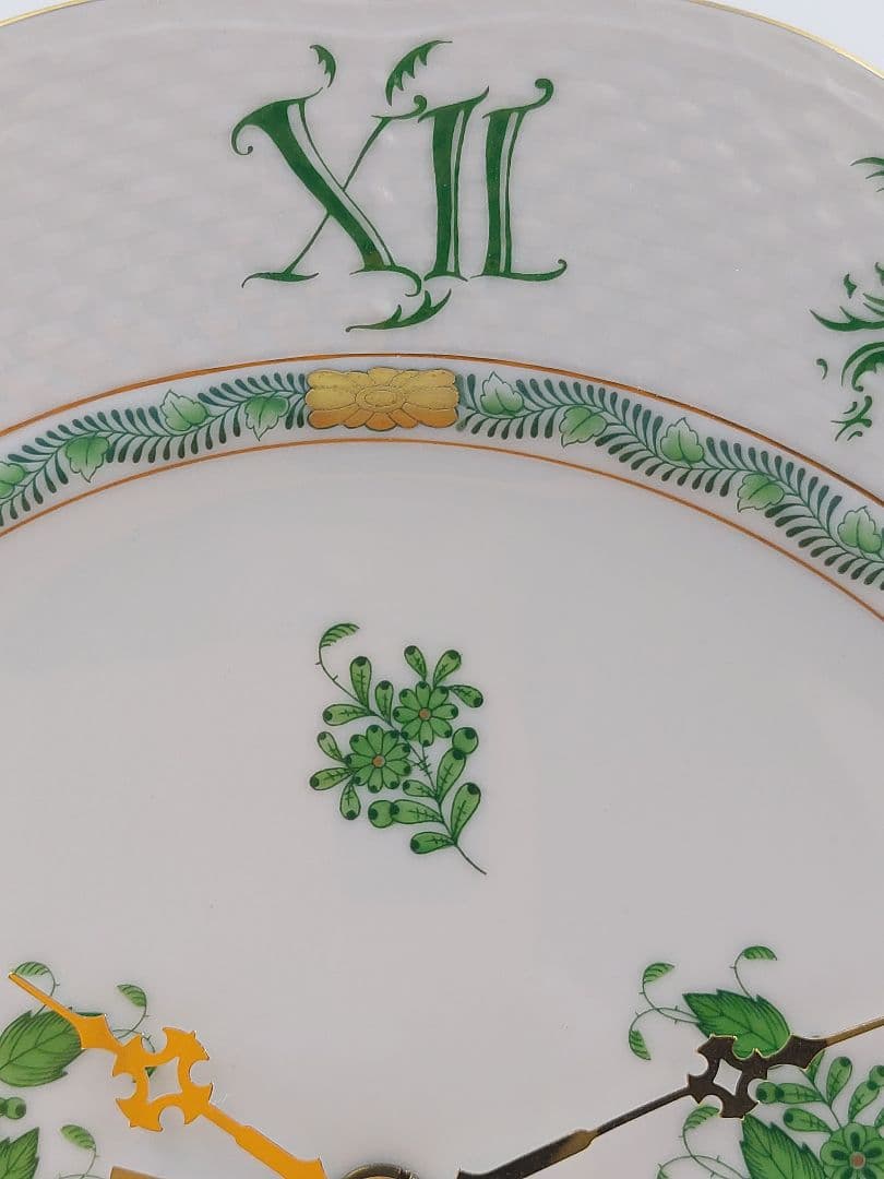 HERENDヘレンド 壁掛け時計 インドの華グリーン アポニーグリーン 28cm