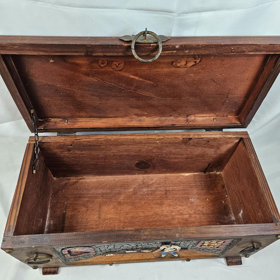 【一点物】パン職人 彫刻 木製 アンティークボックス 収納箱 ディスプレイ