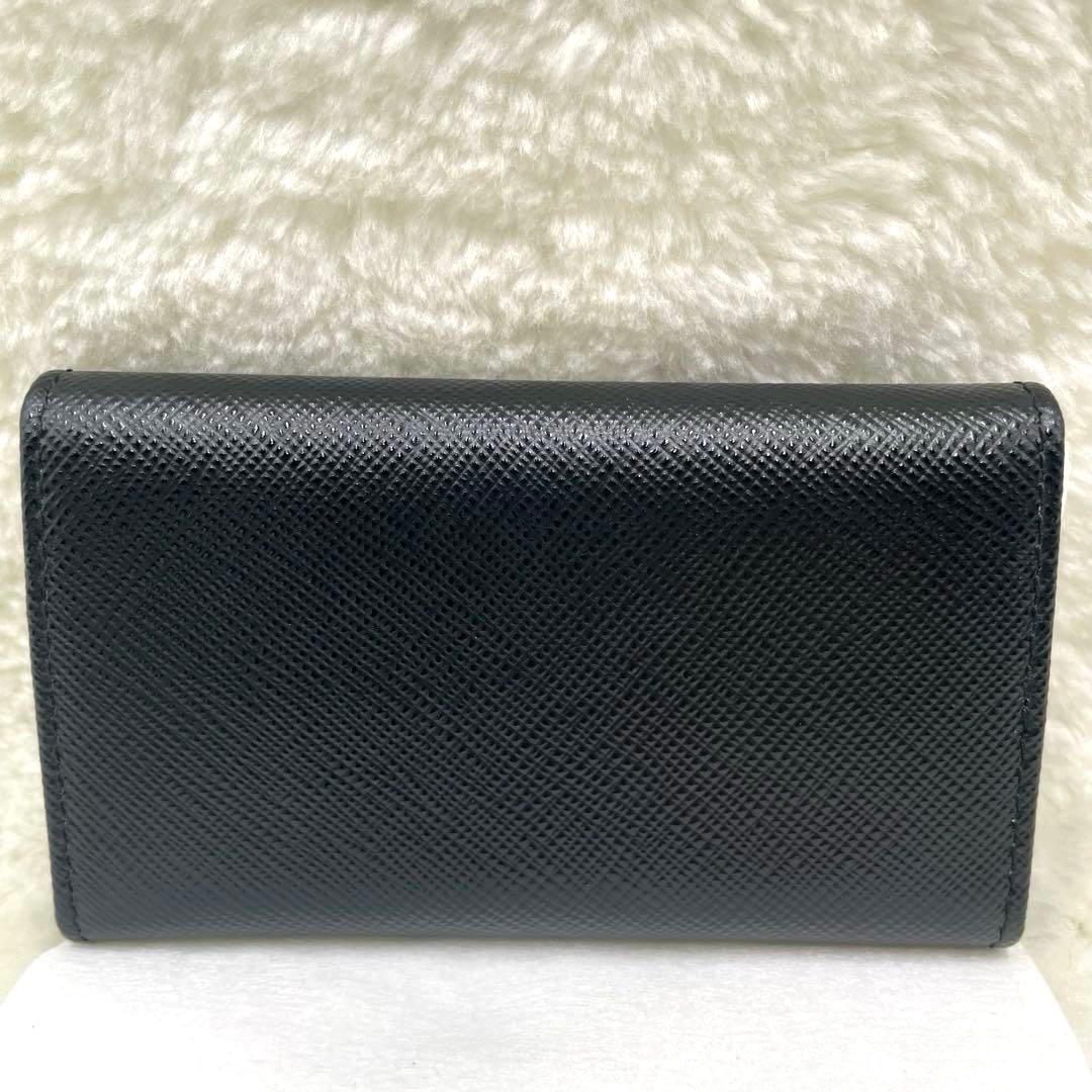 未使用品 PRADA 6連 キーケース 三角ロゴ サフィアーノ 黒 付属品完備