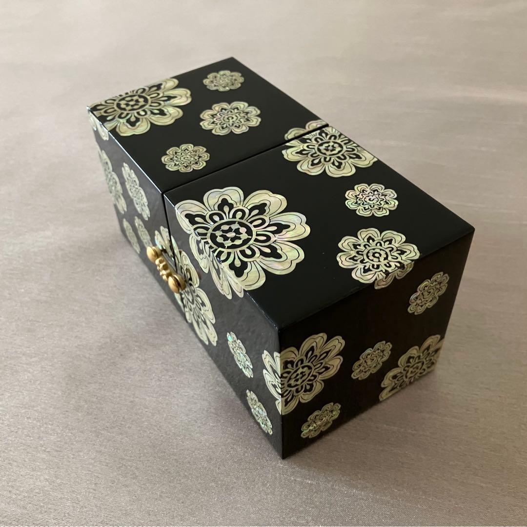螺鈿(らでん)細工 韓国伝統工芸 ジュエリーボックス 小物入れ 双子宝石箱