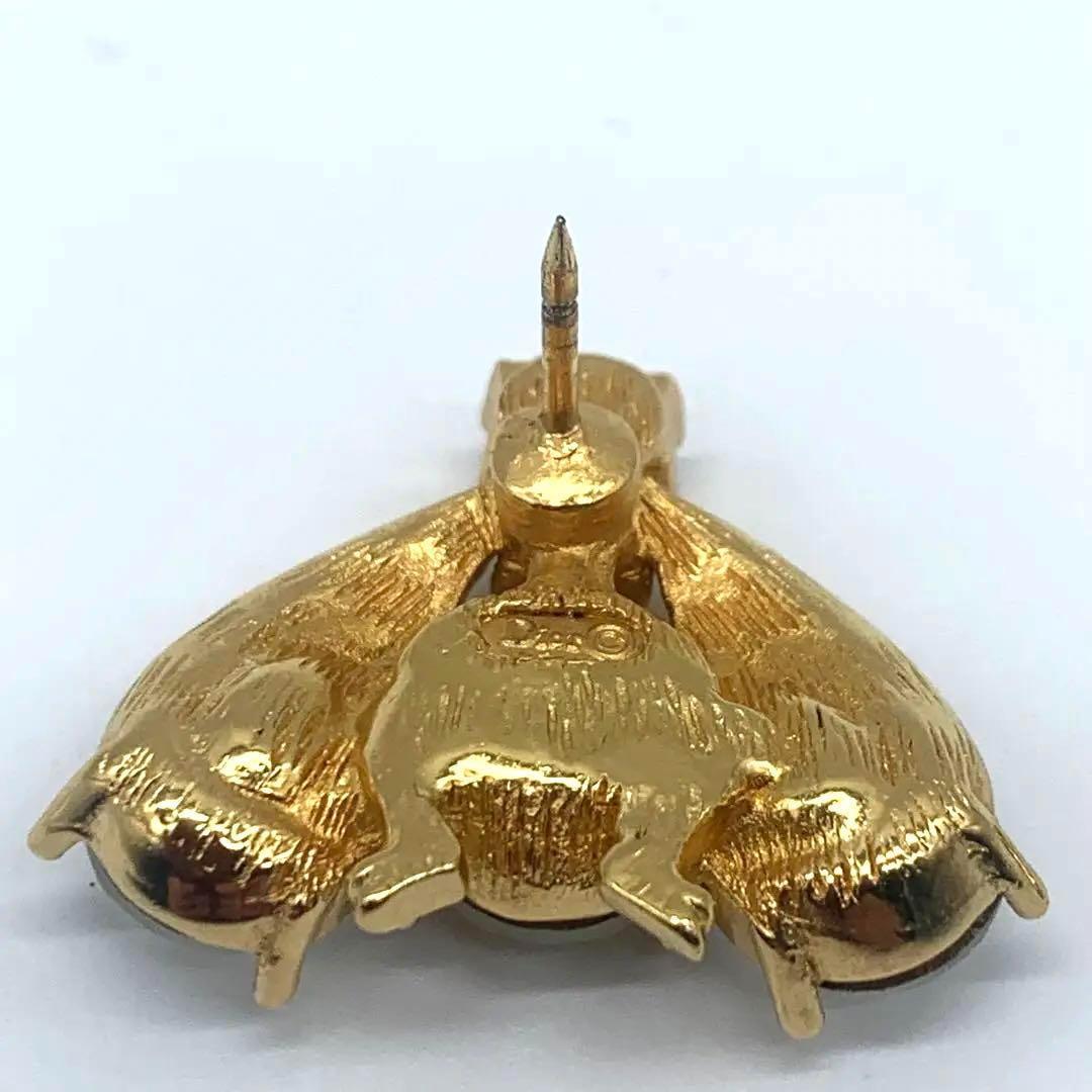 クリスチャンディオール 蜂モチーフ ブローチ ゴールド ラインストーン