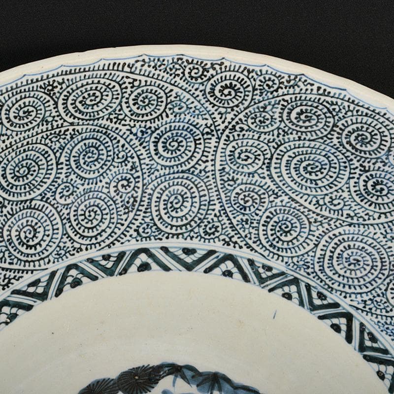 伊万里焼　古伊万里　大明成化年製銘　染付　蛸唐草松竹梅文　大皿　V　R5969B