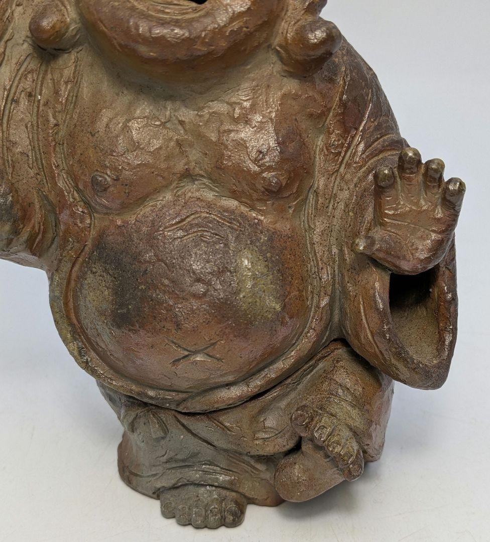 國延昇 備前焼 布袋香炉 合箱合布 踊り布袋 置物 縁起物 七福神 国延昇 香爐