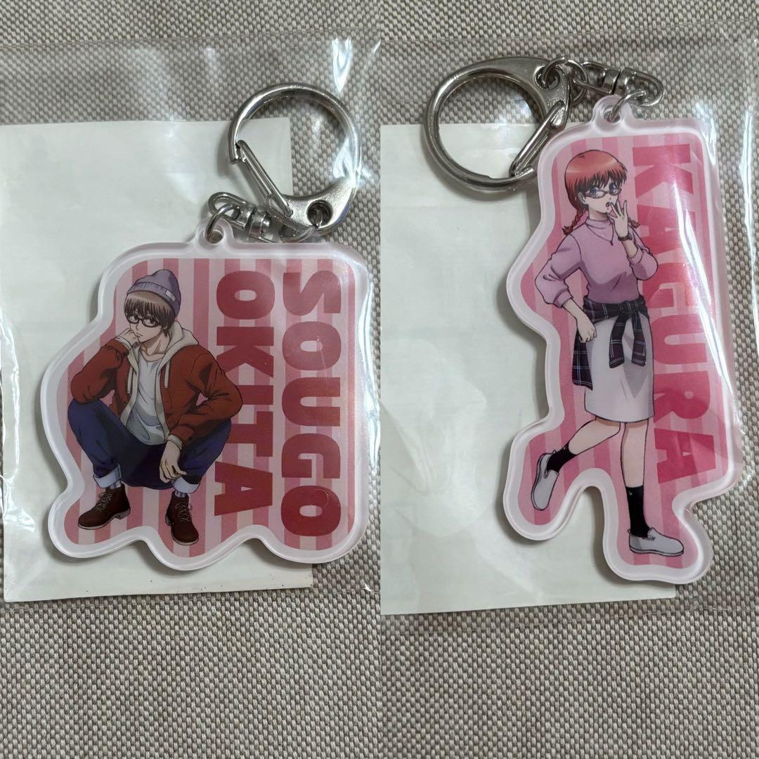 銀魂　メガネ描き下ろし　アクリルチャーム　アクリルキーホルダー　眼鏡　沖田　神楽