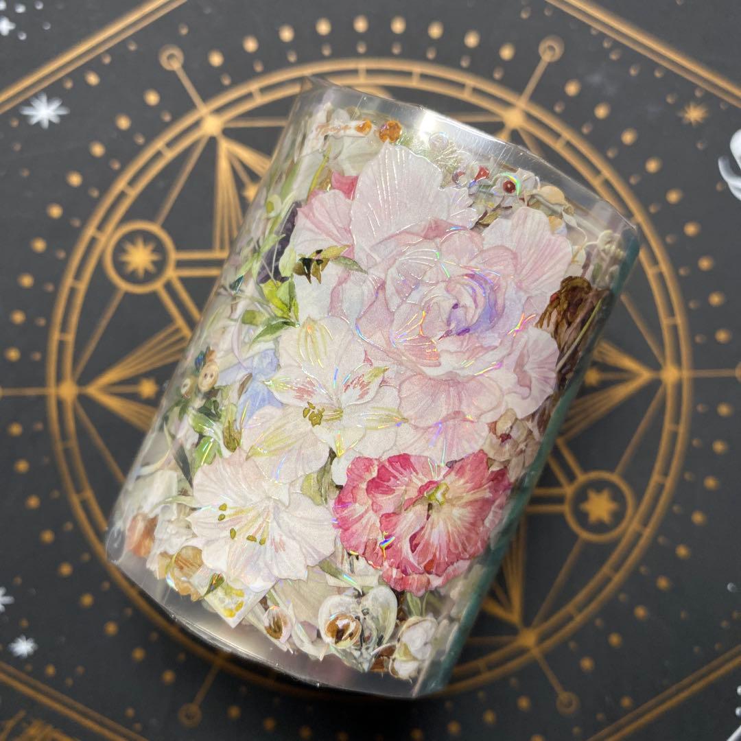 【9409】海外　マステ　3/5/巻　貝殻光マスキングテープ　お花装飾系