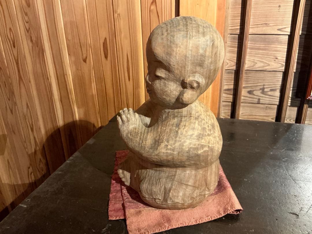 前島秀章　木彫　童子　仏像
