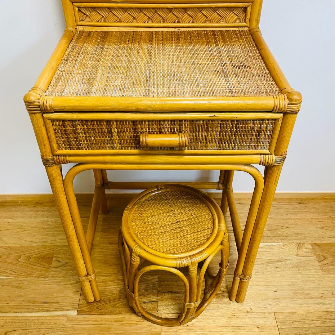 良品 ラタン ドレッサー　スツール　鏡台　椅子　化粧台　家具 イス