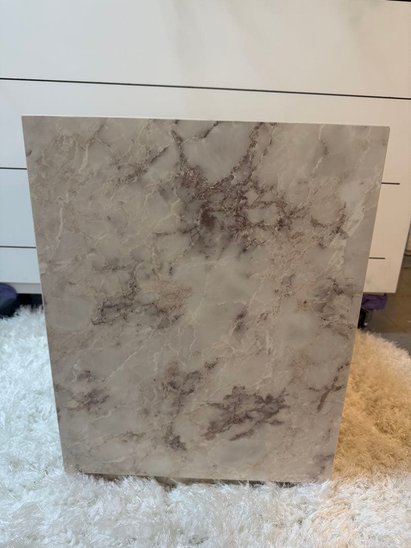 Wood style サイドテーブル　大理石調