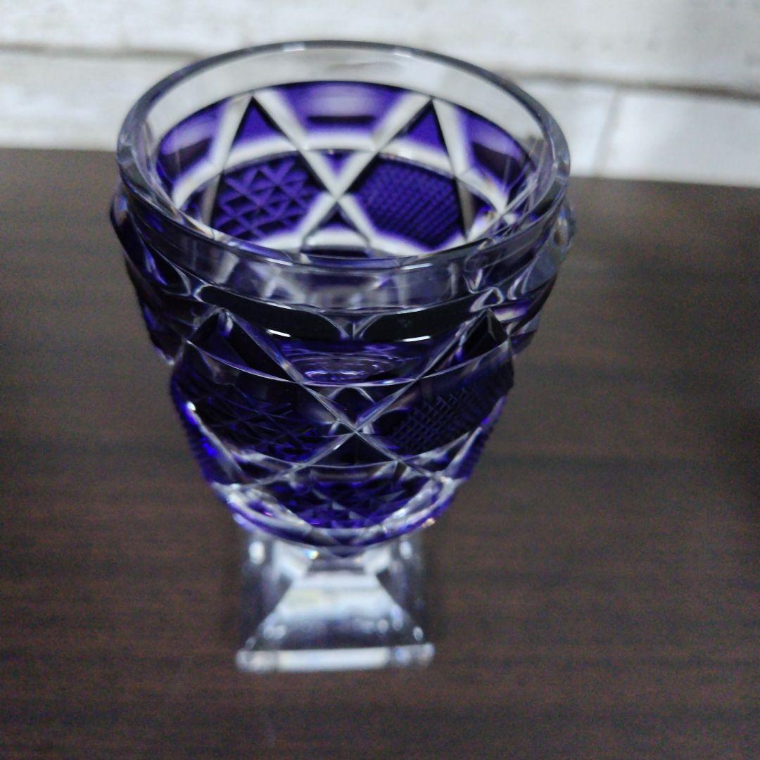 薩摩切子 脚付杯(中)