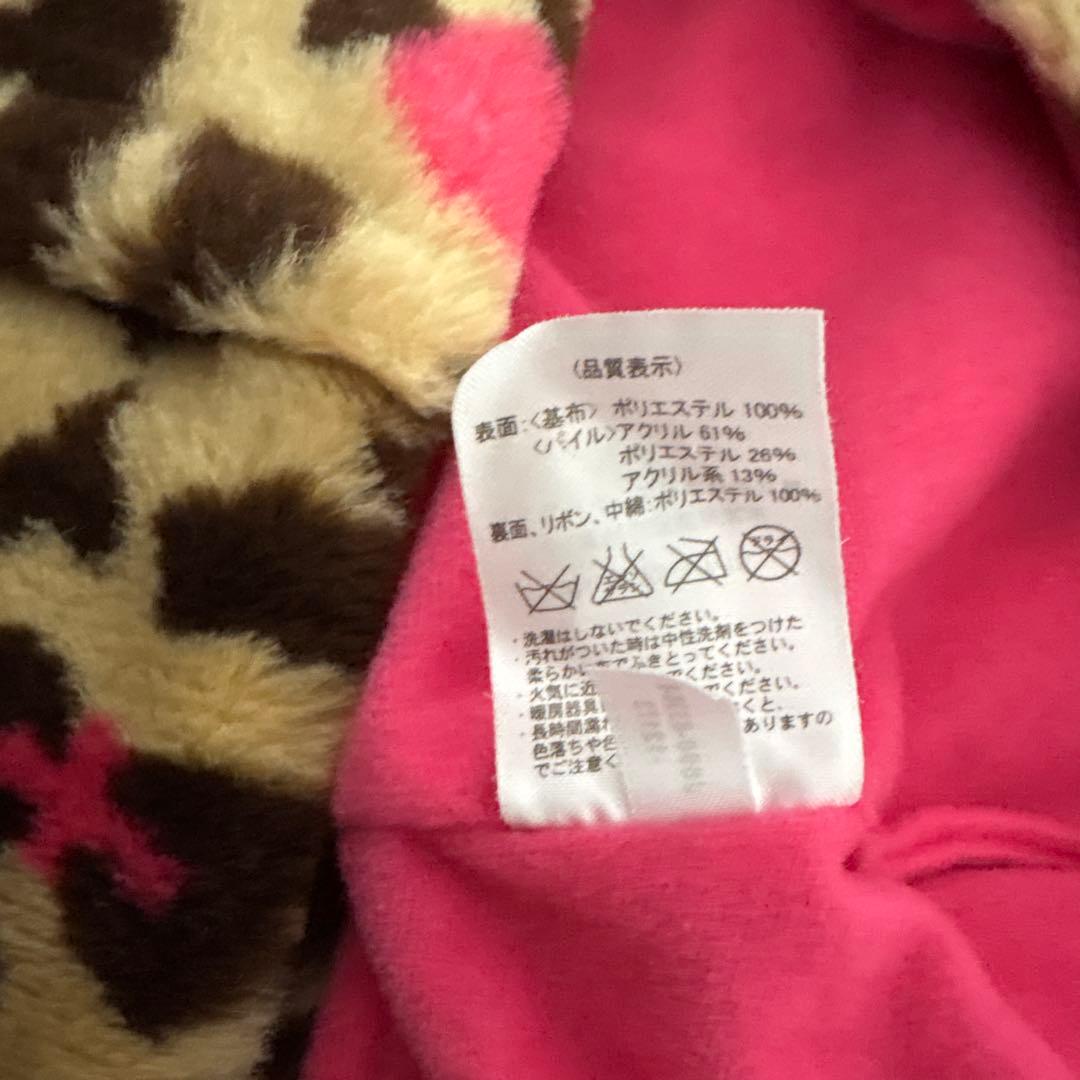 ミニーマウス ヒョウ柄フード付きフリースディズニーレア