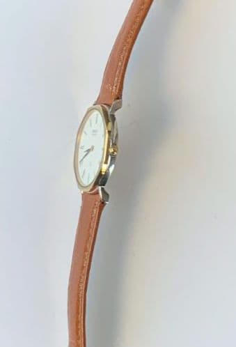 極薄美品スイスセイコークォーツメンズ　★極希少スイスセイコーレザーベルト交換済み