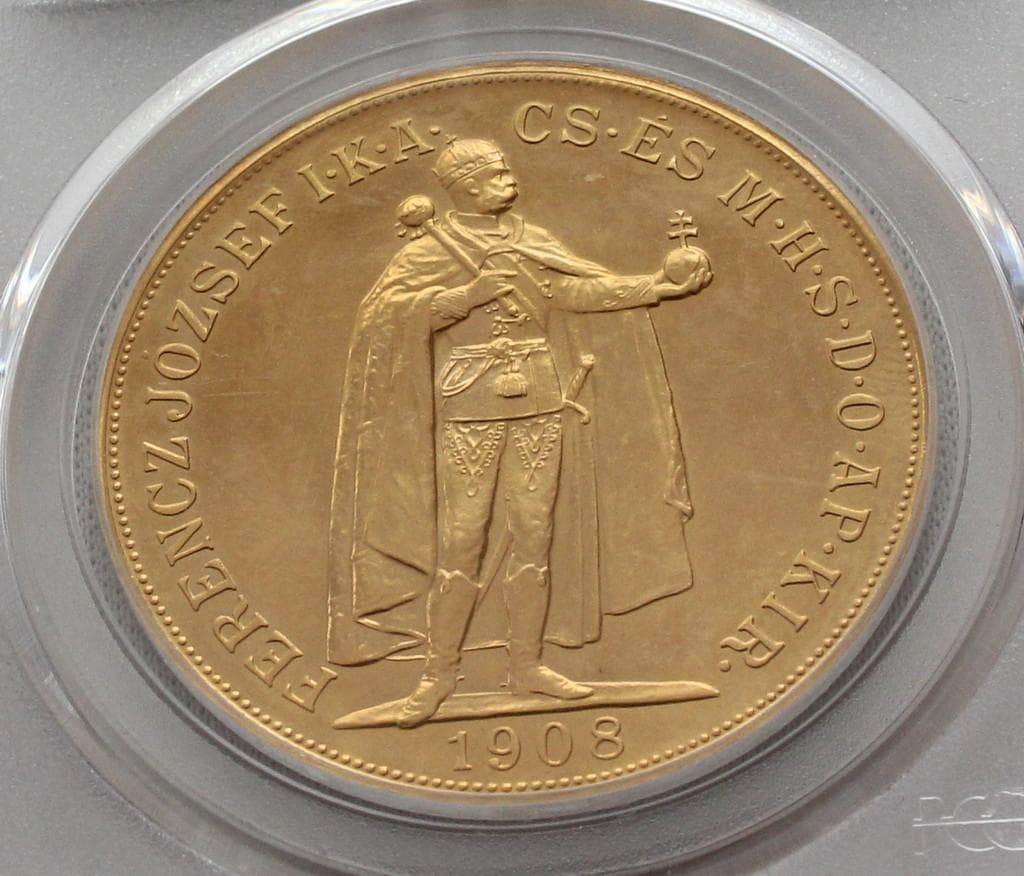 1908年ハンガリー フランツヨーゼフ1世 RS100コロナ PCGS MS66