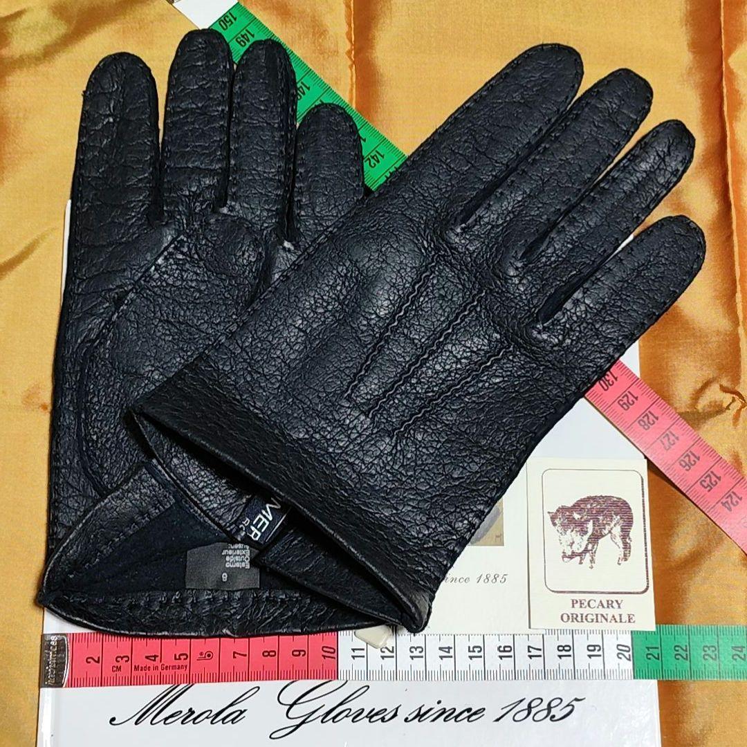 値下げ メローラ ペッカリー紺 ライニングなし 革手袋 グローブ MEROLA
