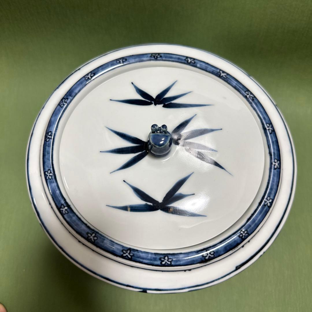 【美品】水指　真葛香斉　竹之絵　共蓋あり