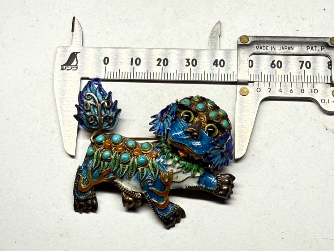 中国アンティークブローチジュエリー 獅子ヴィンテージ