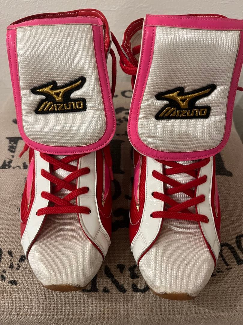 【最終価格】ミズノ　ボクシングシューズ 25cm 赤/白/ピンク　MIZUNO