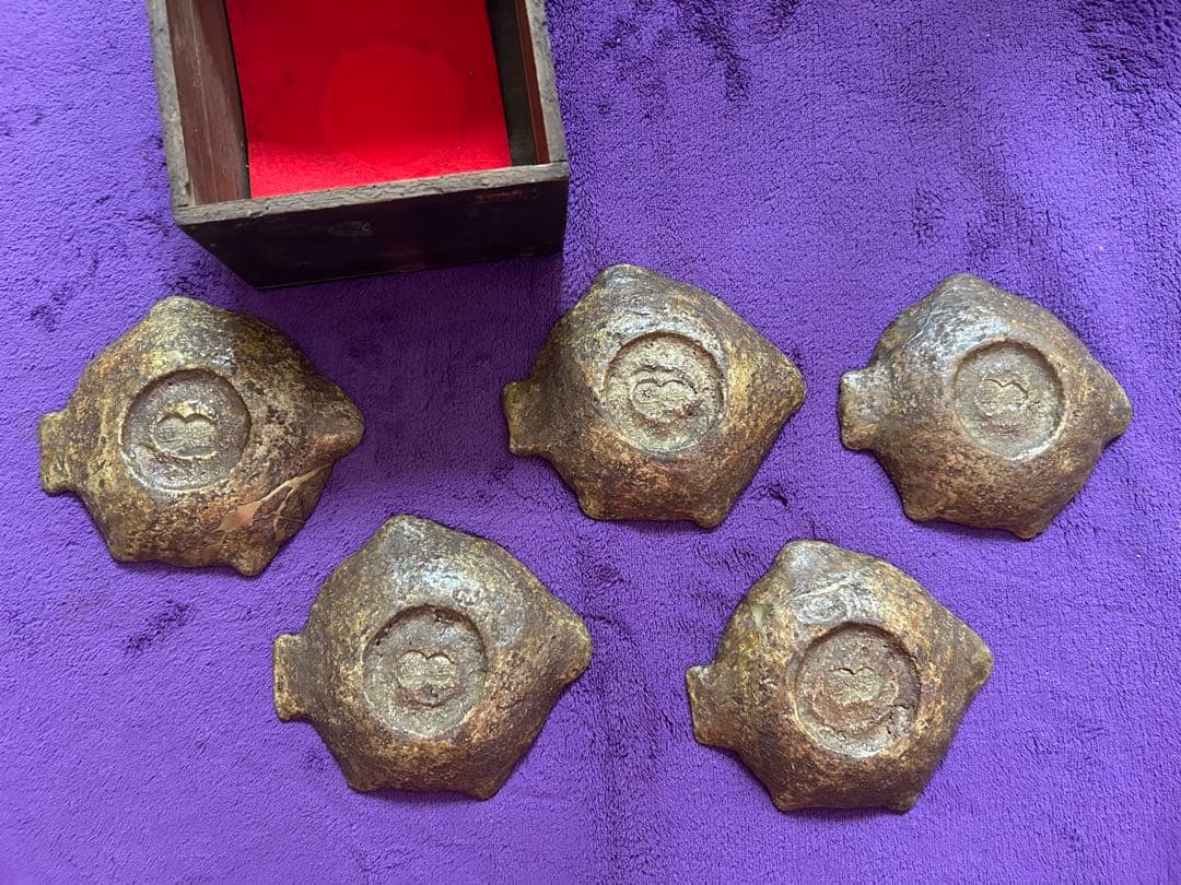 宗全化 魴小皿 5枚セット 木箱付き 刻印あり インテリア アンティーク