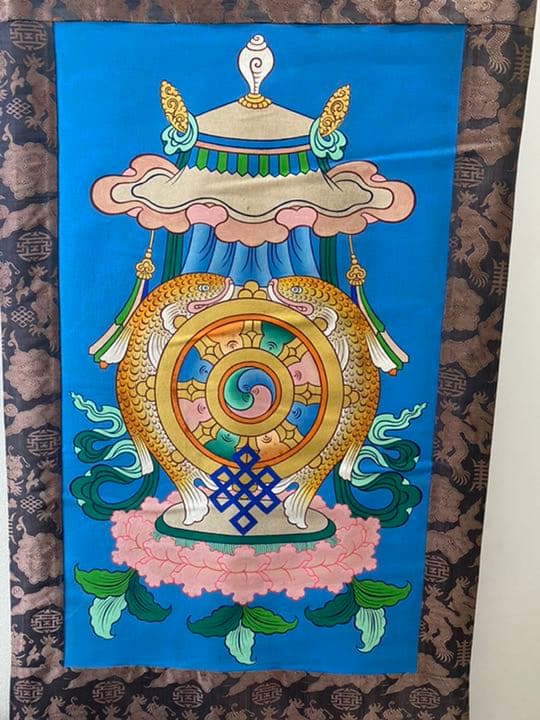 八吉祥の掛け軸　チベット　仏画
