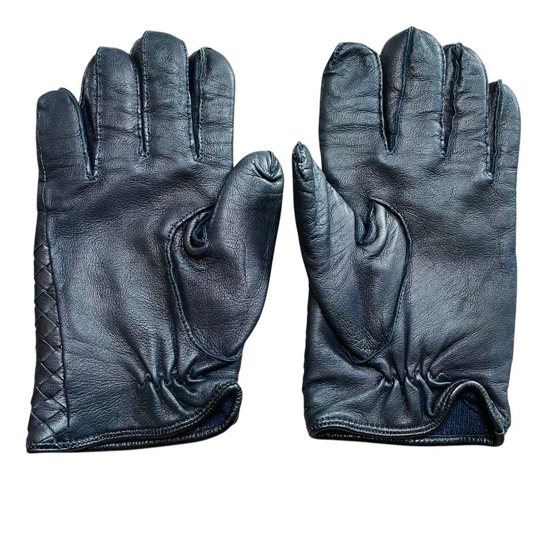 BOTTEGA VENETA 手袋 75 レザー ブラック メンズ