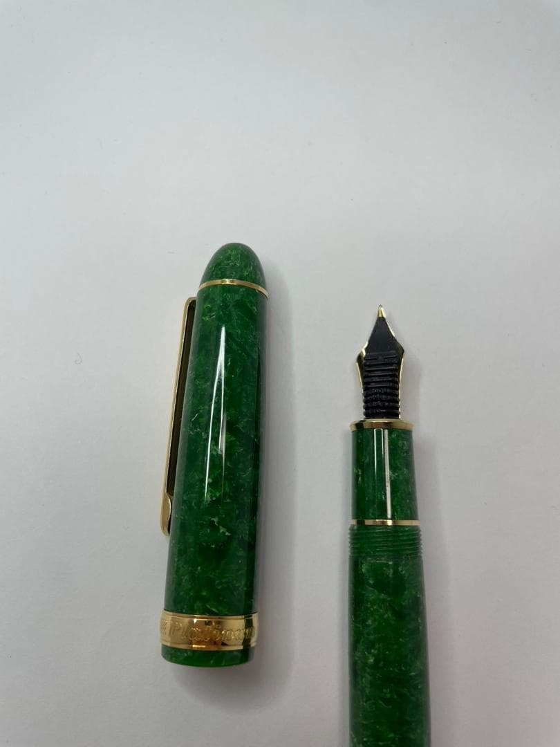 【美品】プラチナ万年筆  #3776 セルロイド  エメラルド 細字 (F)