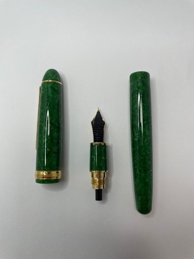 【美品】プラチナ万年筆  #3776 セルロイド  エメラルド 細字 (F)