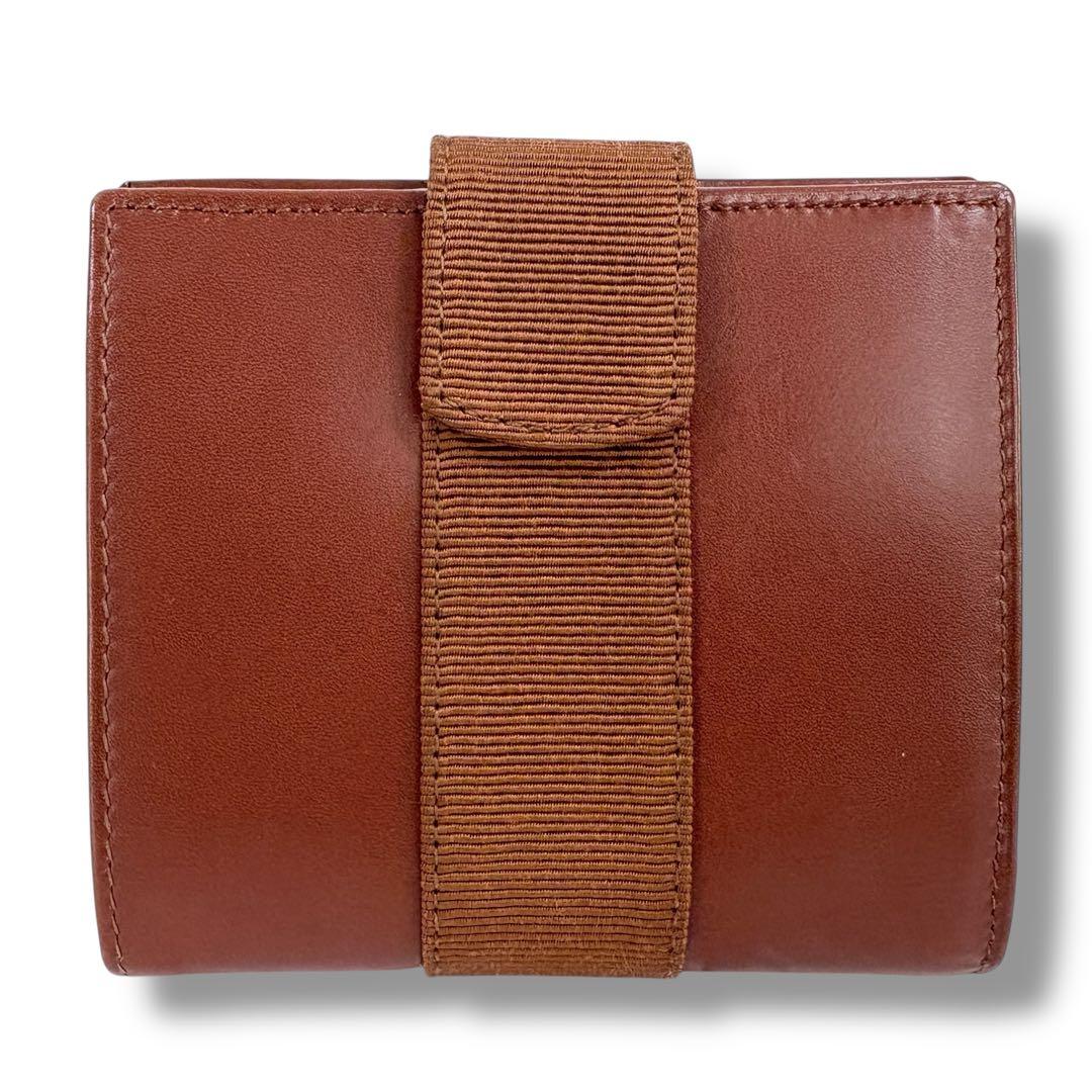 極美品✨Salvatore Ferragamo ヴァラリボン 2つ折り財布 茶