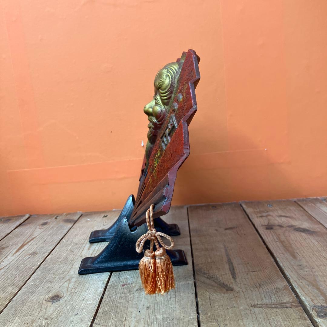 3階 南部鉄器 鉄製 飾り扇 扇子 翁 能面 縁起物 招福 和モダン 和風インテ