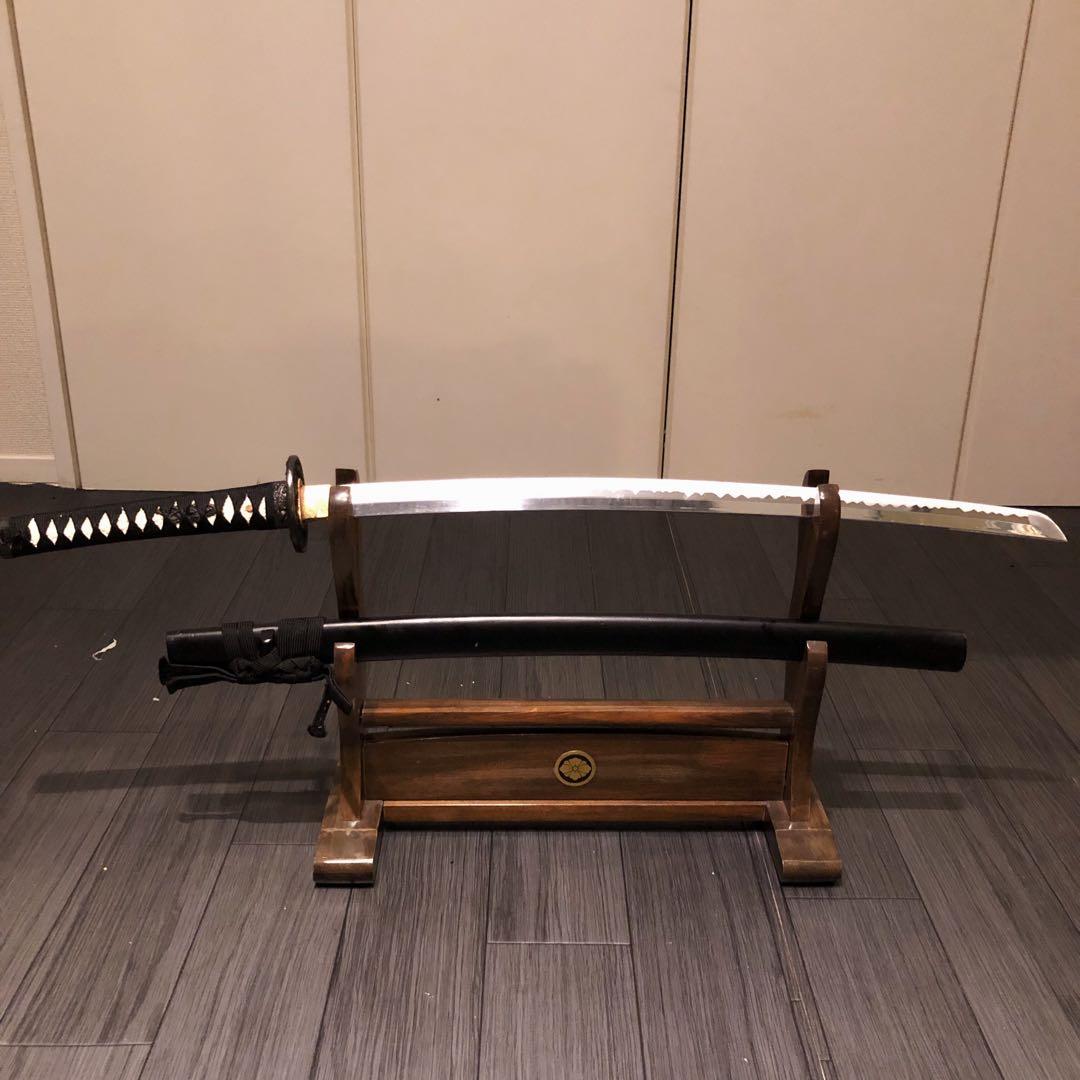 高級模造刀　居合刀　優波紋　黒拵え　太刀