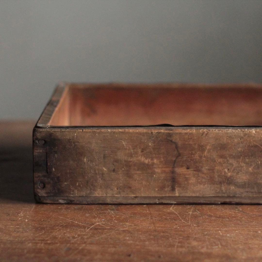 古い 内側銅張 木の トレイ トレー 箱 古道具 アンティーク