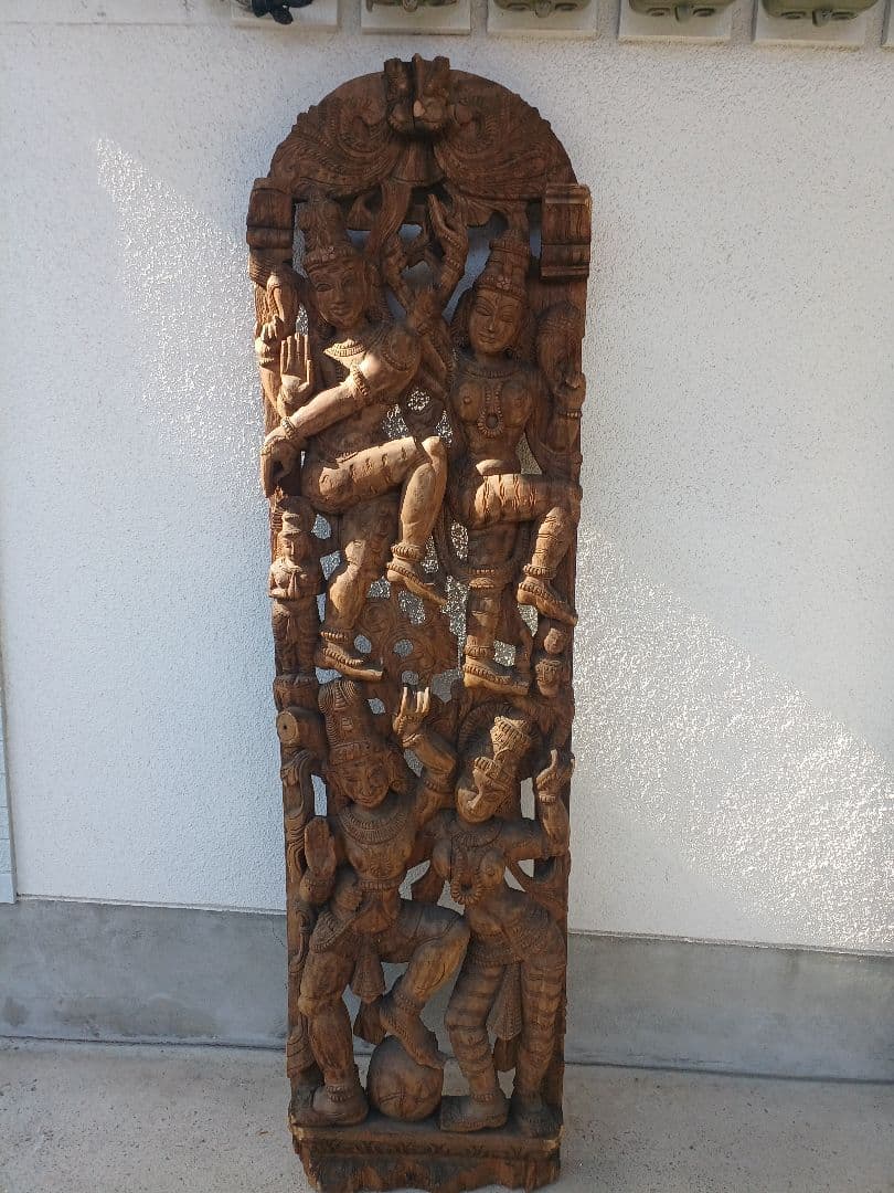 アンティーク　木彫り　一刀彫　高さ約186cm