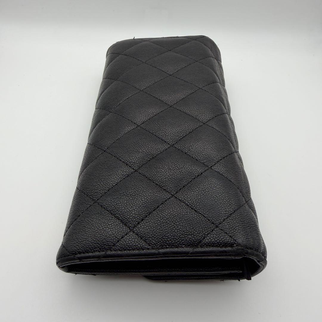 CHANELシャネル 長財布 キャビアスキン 二つ折り ゴールド金具