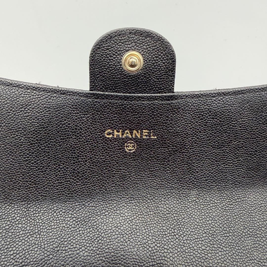CHANELシャネル 長財布 キャビアスキン 二つ折り ゴールド金具