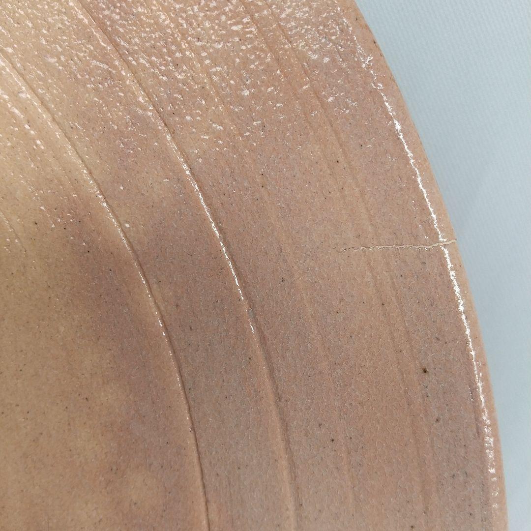 萩焼　大皿　吉田松陰の和歌　親思う　直樹印　直径約34センチ　窯傷あり