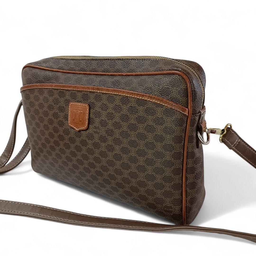 美品 正規品 セリーヌ ショルダーバッグ マカダム PVC レザー 肩掛け 革