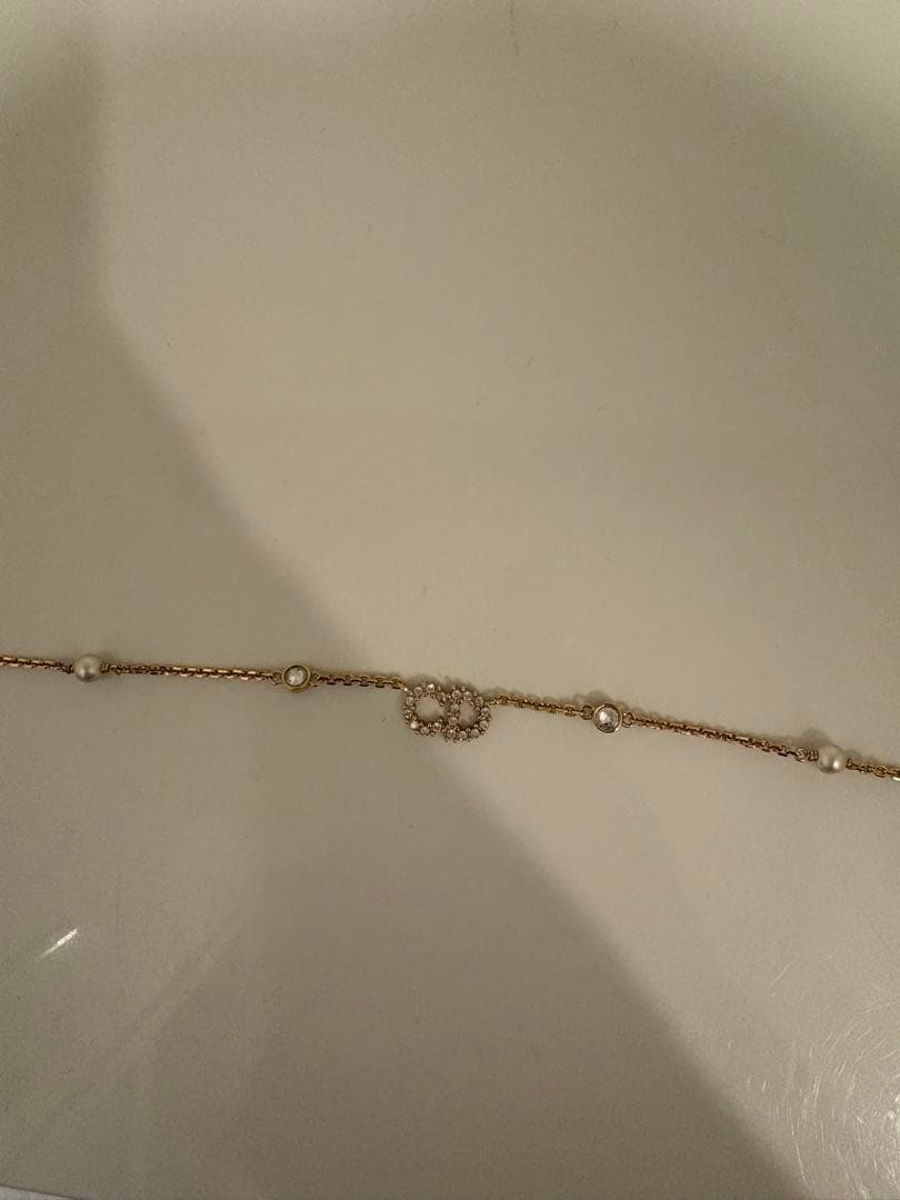 Dior ゴールド パール ツイストチェーン アンクレット